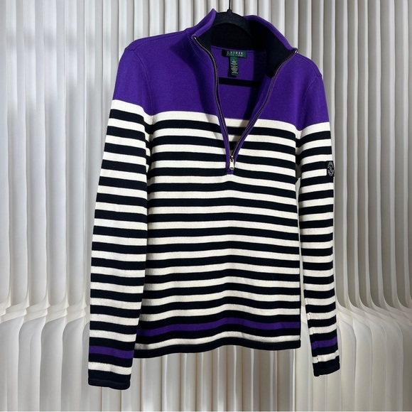 Ralph Lauren Purple and Black Striped Women’s Sweater - Picture 11 of 14